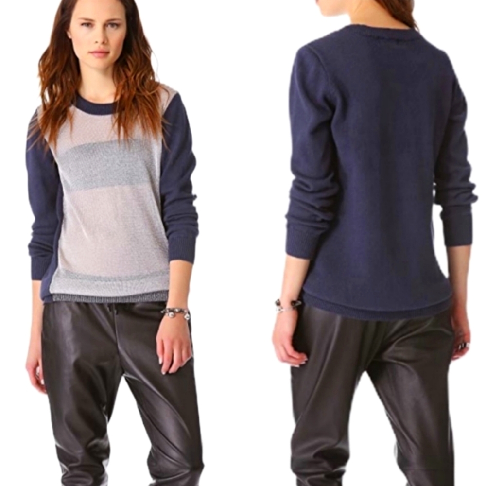 Style Stalker Teleportation Sheer Metallic Mesh Chain Metal Tunic Sweater
